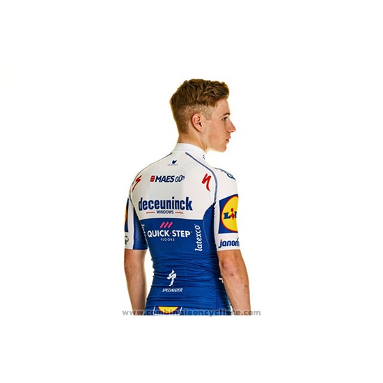 2020 Maillot Cyclisme Deceuninck Quick Step Blanc Azul Manches Courtes et Cuissard